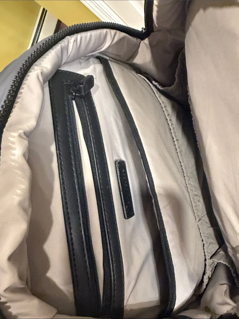 Star-Print Puffer Backpack in Dark Gray